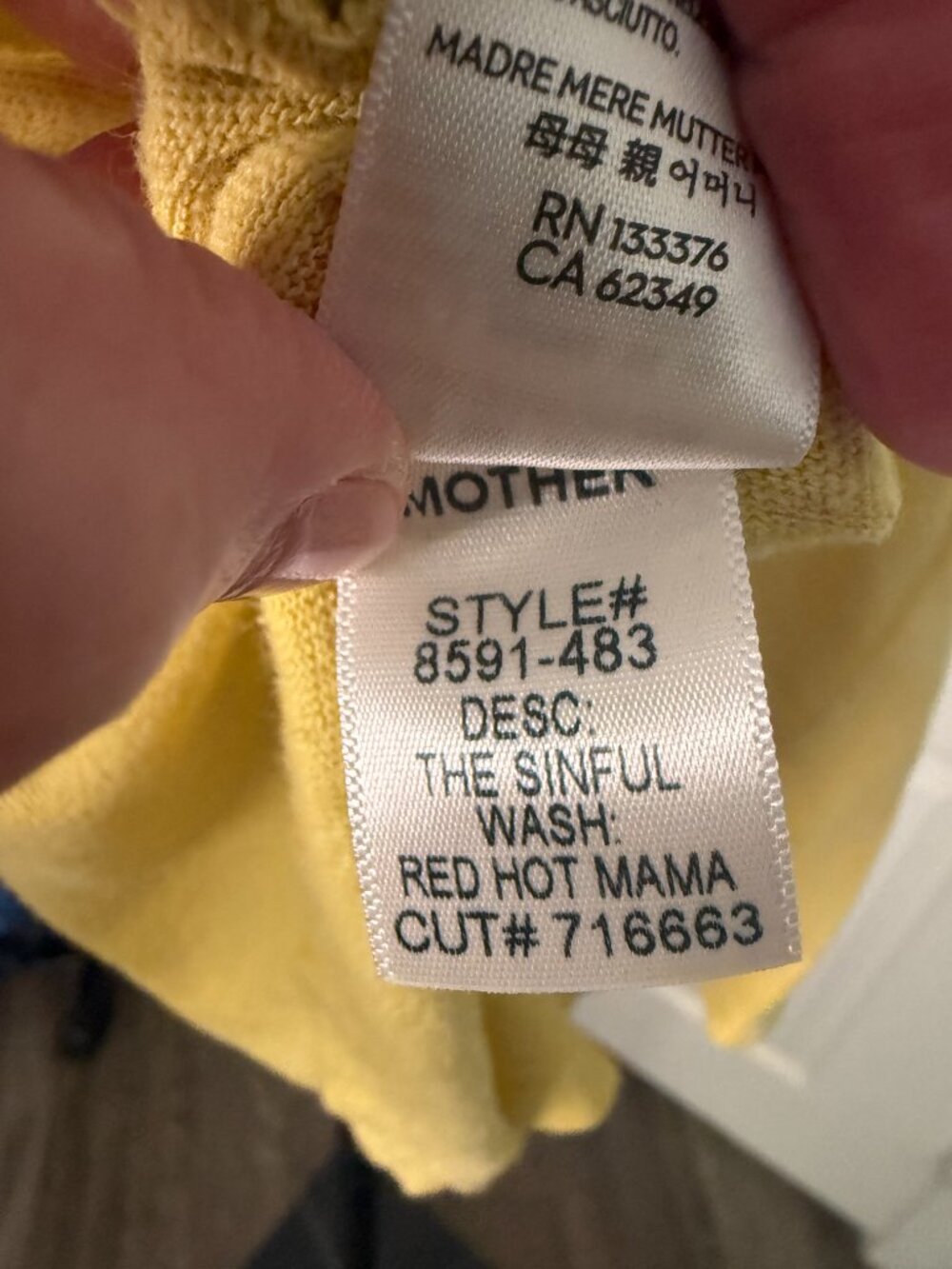 MOTHER The Sinful "Red Hot Mama" Graphic Tee – S- Yellow/Red- MSRP $130 - Picture 8 of 9